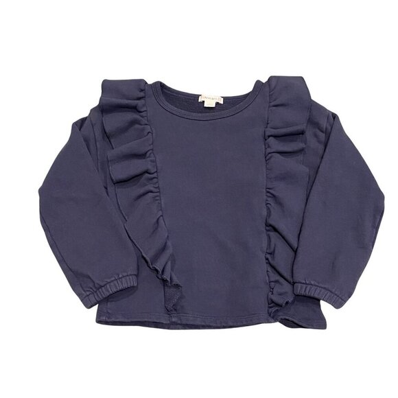 J. Crew Crewcuts Dusty Blue Girl's Ruffled Sweatshirt - Size 4-5 - Excellent! - Picture 1 of 1